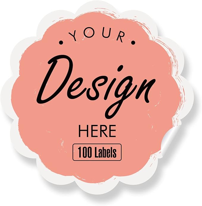 Custom Stickers Personalized Labels - Customized Stickers with Any Design Image Logo Text,Custom Thank You Label Stickers,Custom Stickers for Business Logo,100 Labels (Scalloped,1.5"x1.5")