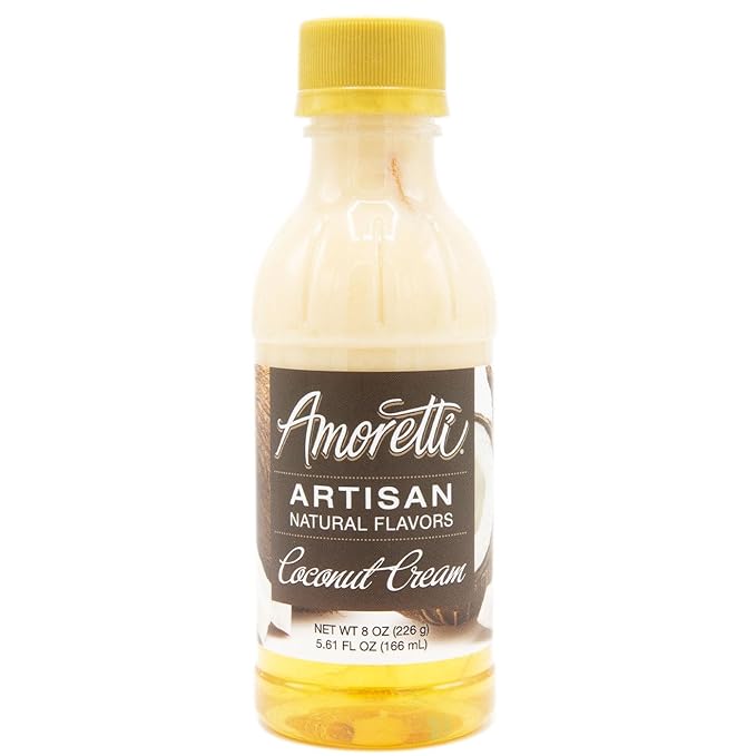 Amoretti - Natural Coconut Cream Artisan Flavor Paste, 8 oz, Perfect For Ice Cream, Beverages, Cakes, and more, Highly Concentrated, Preservative Free, Vegan, Gluten Free, No Artificial Sweeteners