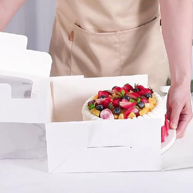 20 Pcs White Cake Box with Window,10x10x5 Inches, Bakery Boxes with Handmade Love Sticker,White Tall Bakery Box with Window Pastry Boxes Disposable Cake Containers for Desserts,Cupcakes