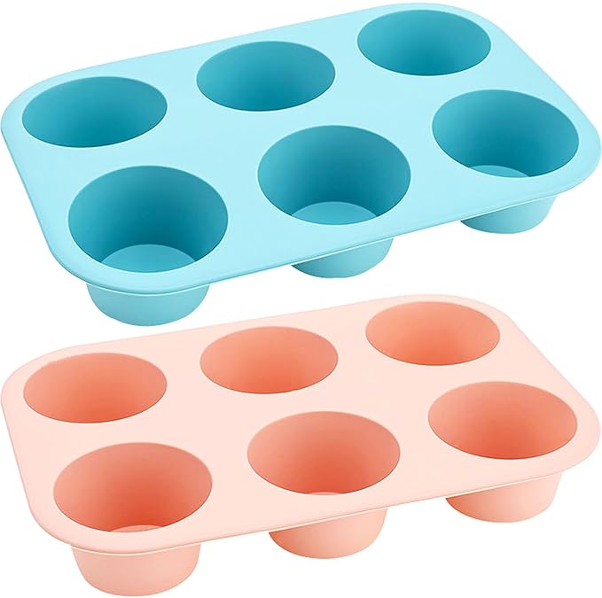 6 Cups Silicone Mini Muffin Pan Set, Nonstick Mini Cupcake Pans, 2pcs BPA Free Small Muffin Tin for Baking