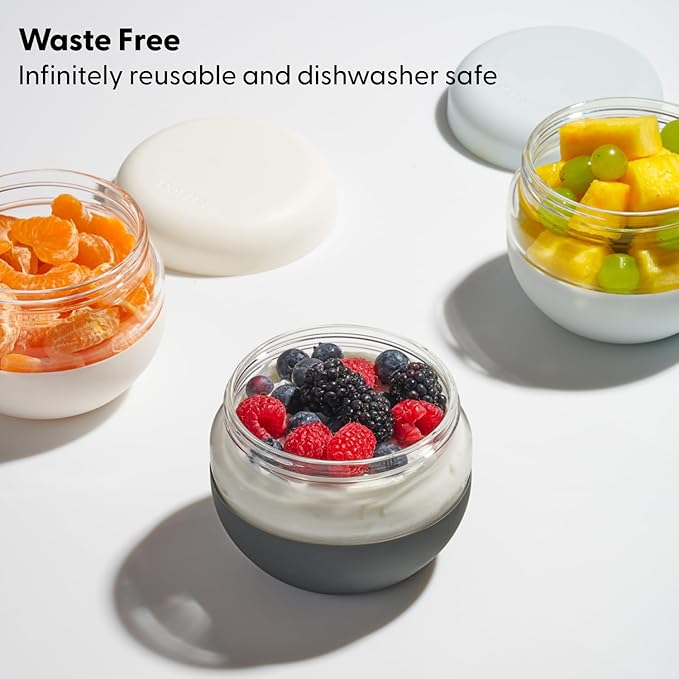 W&P Porter Seal Tight Glass Food Storage Container with Lid, Terrazzo Charcoal 24oz, Leak & Spill Proof Meal Prep Container, Microwave & Dishwasher Safe, Borosilicate Glass