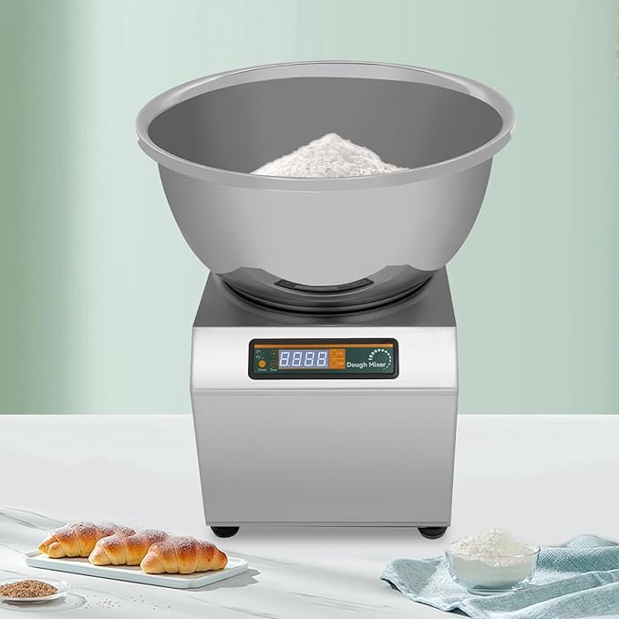 18 LBS Electric Dough Mixer for Flour Meat Pie Sauce Mixing Kneading, Stainless Steel Dough Kneading Machine with Timing Function, 2 Rotation Modes for Commercial & Home Use