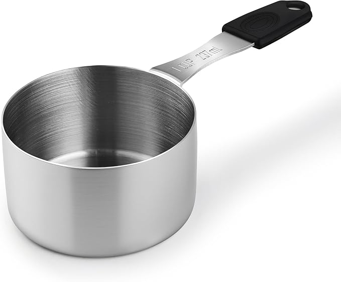 Magnetic Measuring Cups, 1 Cup Stainless Steel Measuring Cup, Dog Food Scoop for Wet & Dry Ingredients， Long Handle, Dishwasher Safe