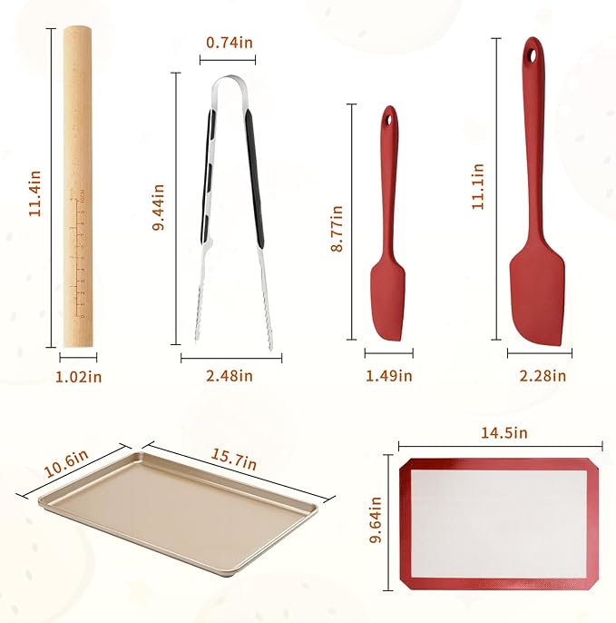 Cookie Cutters Set, 16-Piece Nonstick Baking Pans Set, Complete Cake Baking Set with Baking Pan Baking Mat Rolling Pin Spatula Clamp (Animals)