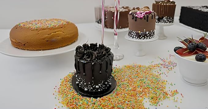 4 in 1 Edible Black Pearl Sugar Sprinkles 6 oz, 4 sizes Candy Pearls Ideal for Baking, Cake and Cupcake Toppers, Cookie Decoration, Ice Cream Topping, Wedding Shower Valentines Halloween Christmas