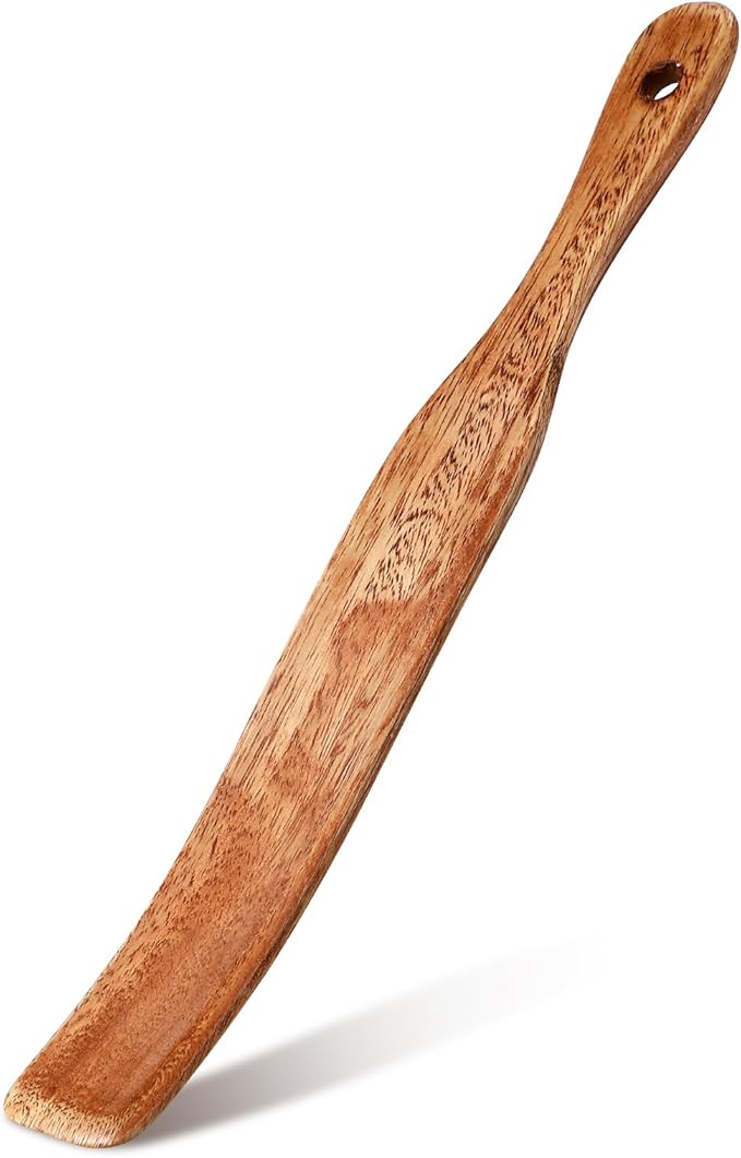 Baderke 11 Inch Wooden Spatula Acacia Skinny Spurtle for Sourdough Starter Sourdough Mixer Bread Stirring Stick for Kitchen Cooking Baking Tools(1 Pc)