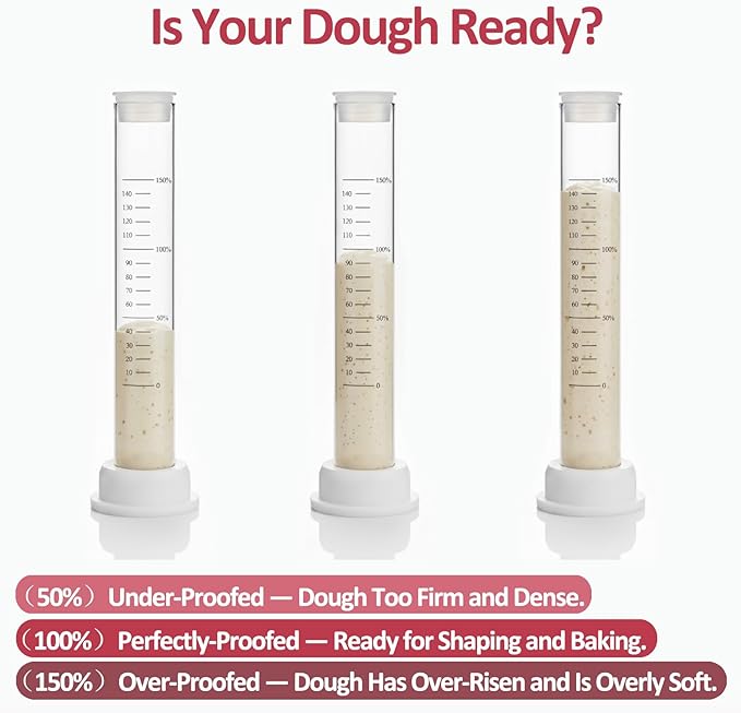 Sourdough Aliquot Jar Set, Glass Fermentation Tracker Tube with 0–150% Scale, Precision Sourdough Starter Kit for Dough Rise, Bread Proofing, Home Baking Supplies