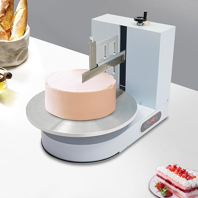 Electric Cake Decorating Machine Cream Coating Spreading Smooth Machine Surface Scraper for 4-16inch Cakes, 0-320RPM Adjustable Rotating Speed