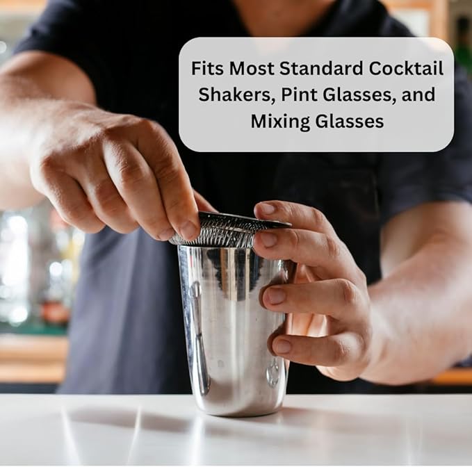 Cocktail Strainer - Stainless Steel Hawthorne Strainer With Handle - Bar Strainer With High Density Spring - Drink Strainer For Cocktails Great For Home Bar Or Professional Bartenders