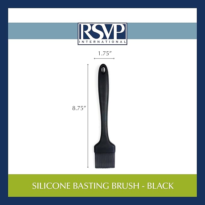RSVP International (EBB-TQ) Silicone Basting Brush, Black, 8.75" | Gently Spreads Butter, Sauces, Marinades, & More | Dishwasher Safe & Heat Resistant | BBQ Grill, Baking, Preparing Meats