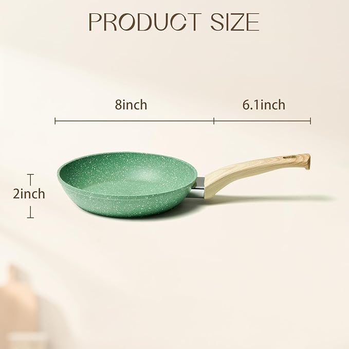 Innerwell Nonstick Frying Pan Skillet, 8 Inch Non Stick Egg Pan Omelet Frying Pans 100% PFOA-Free, Non-Toxic Healthy Cooking Pan, Induction Compatible