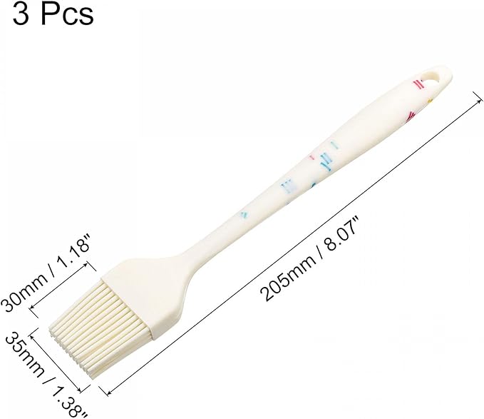 uxcell Basting Pastry Brush, 8” Silicone Flexible Brushes for Baking, Cooking, Grilling, White, 3Pcs