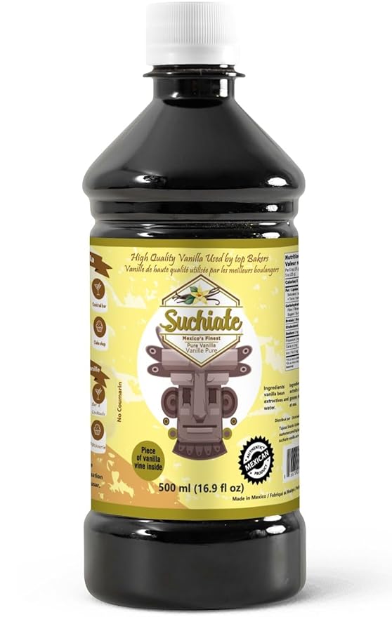 Suchiate Pure Vanilla | Mexican Vanilla for Baking and Desserts | Made with Real Vanilla Bean | Vainilla Mexicana Buena 16.9oz (500 ml)