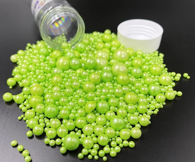 Halloween Sprinkles Edible Green Pearls Sugar Candy Cupcake Cake Topper 130g/ 4.6oz, Decorative Glitter Sprinkle Mix for Baking, Cake and Cookie Decorating