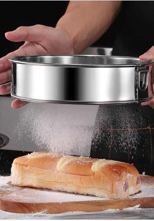Falytemow Flour Sifter Round Flour Sieve Strainer with 40 Mesh Premium Rustproof Stainless Steel Fine Mesh for Baking 7.87 inch x 1.97 inch