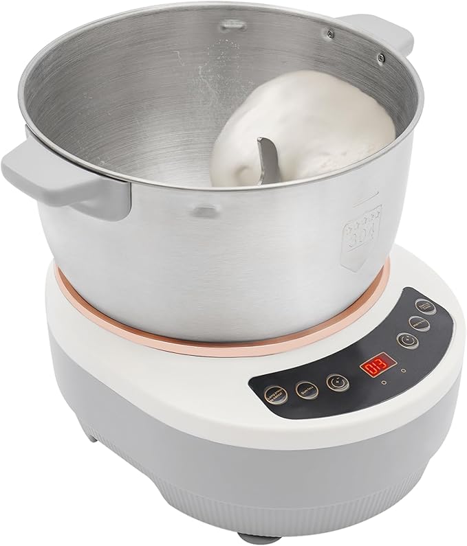 5L Electric Dough Maker with Ferment Function, 304 Stainless Steel Dough Mixer Machine with Digital Timer, Large Capacity Household Flour Kneading Machine for Pizza Bread Baking (Silver)