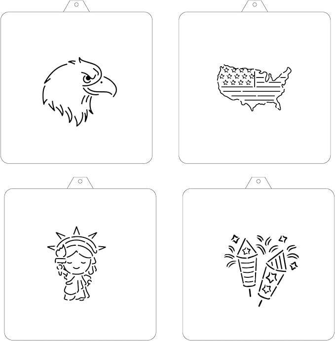 Reusable USA PYO Cookie Stencil Paint Your Own Custom Design Unique Cookies Stencils Creates Custom Coloring Pages Designs, Perfect for Kids, Parties, and Bakers. Detailed Designs. (America)