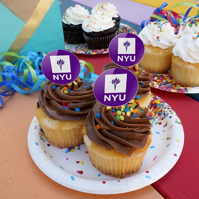 New York University Primary Logo Cupcake Picks Toppers Decoration Set of 6