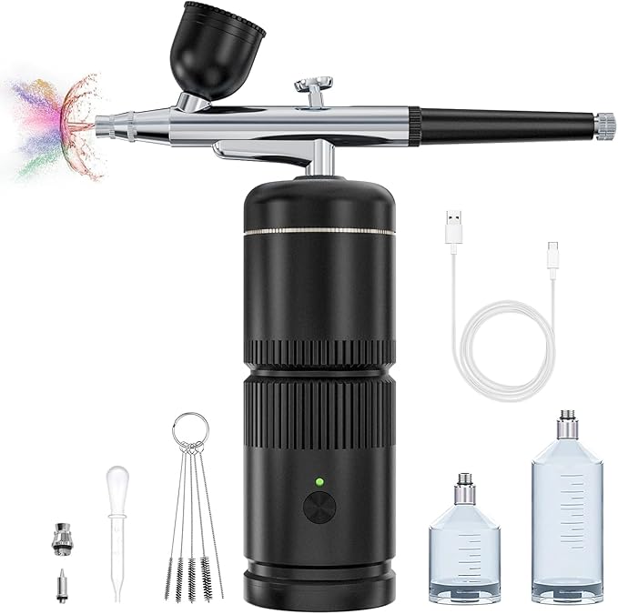 Airbrush Kit - Auto Handheld Airbrush Rechargeable Airbrush Compressor Nail Airbrush Machine - Airbrush Set Portable Wireless Air Brush for Nail Art Barber Makeup Model Painting Cake Decor