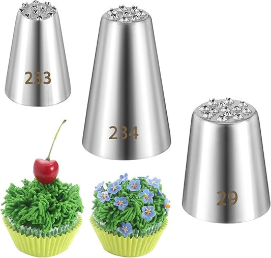 3 PCS Grass Icing Piping Tips, Large Piping Tips for Cake Decorating, Frosting Kit with 233 234 29 Decorating Tip for Frosting, Multi-opening