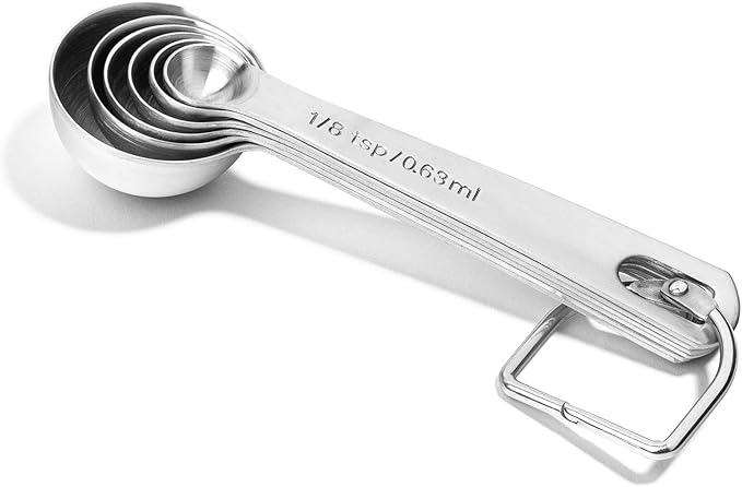 Last Confection Stainless Steel Measuring Spoons, Set of 6 for Dry Spices and Liquid Cooking & Baking Ingredients