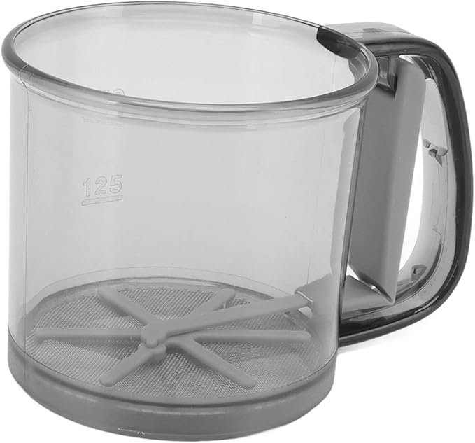 Sifter For Baking, Flour Sifter Stainless Steel Flour Sifter with Uniform Holes Semi Automatic Flour Strainer Cup For Making Cakes, Puffs, And Breads