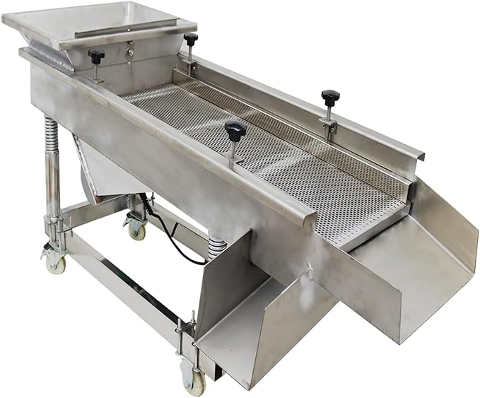Vibrating Sifter Straight Linear Vibrating Screen Stainless Steel Electric Linear Sifter Machine with 6mm Screen 220V