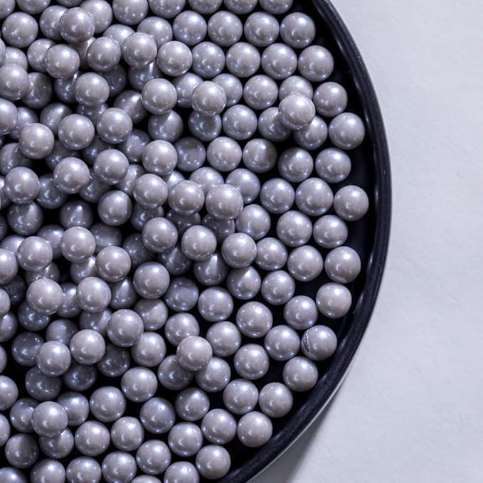 Grey Sprinkles Edible Pearls,Cake Sprinkles 130g 4.6OZ,Cookie Sprinkles,Sugar Pearl, Edible Candy Pearls for Cake Cupcake Decorationg (7mm-Gray)
