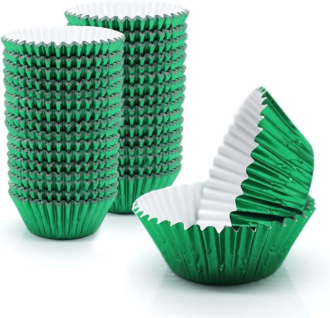 Green Foil Cupcake Liners,GOLF Standard Size Green Foil Cupcake Liners Wrappers Metallic Baking Cups,Muffin Paper Cases, 500 Pack