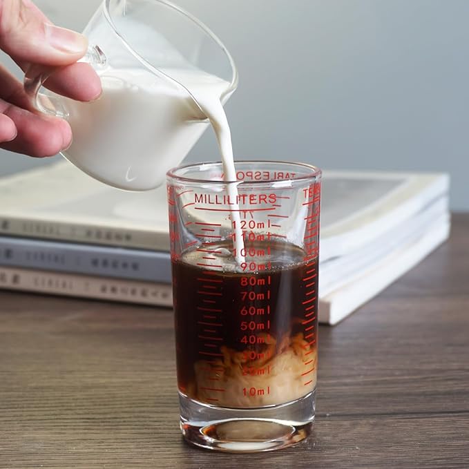 Measuring Cup 4 Ounce/120ML Shot Glass Liquid Heavy High Espresso Glass Cup (Black)