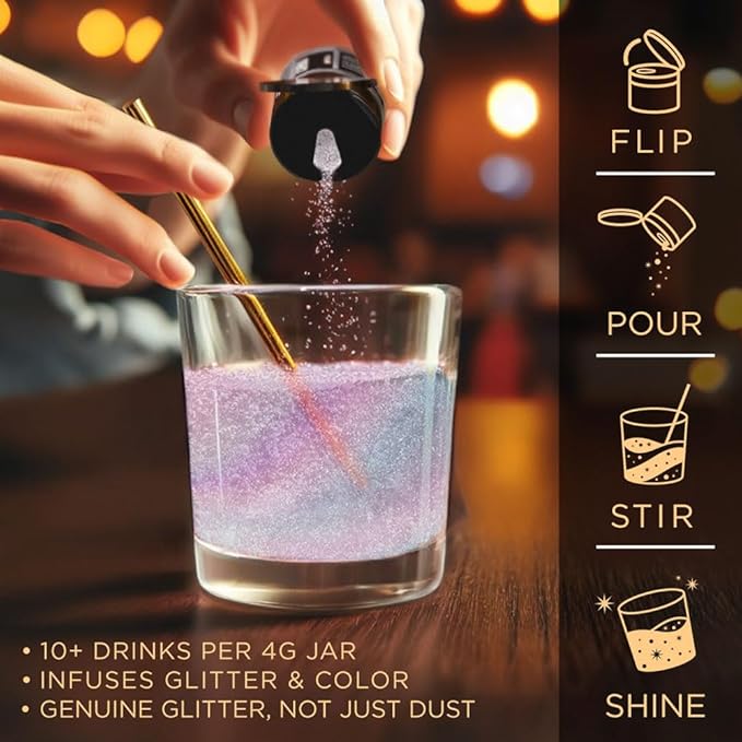 Brew Glitter Pink Iridescent Edible Drink Glitter 1x 4g Jar for Cocktails, Beer, & Beverages