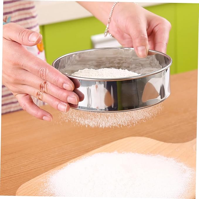 PRETYZOOM Stainless Steel Flour Sifter 11.8 Inch Fine Mesh Sieve for Baking Bread Flour and Pastry Kitchen Tool