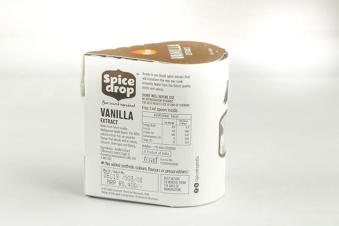 Spice Drop Natural Vanilla Extract Paste, Essence for Cooking, Baking, Food, Milk, Ice Cream, Cake, 20 ml