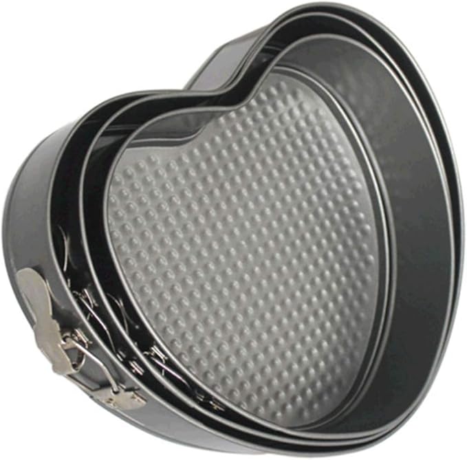 Falytemow Nonstick Springform Pan with Removable Bottom 3 Pieces Cake Molds of Heart Leakproof Cheesecakes Pan Bakeware Set (3pcs Heart, 24cm, 26cm, 28cm)