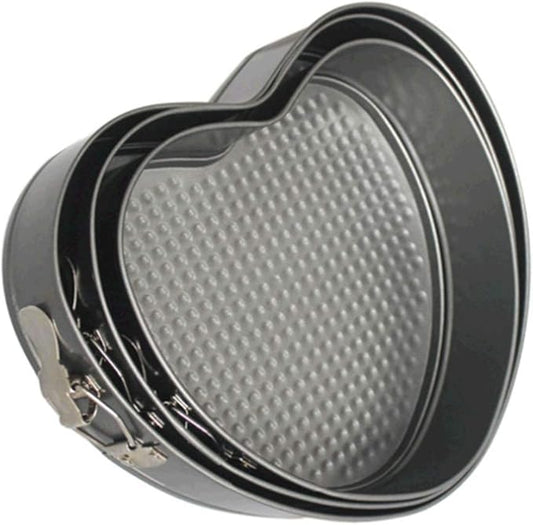 Falytemow Nonstick Springform Pan with Removable Bottom 3 Pieces Cake Molds of Heart Leakproof Cheesecakes Pan Bakeware Set (3pcs Heart, 24cm, 26cm, 28cm)