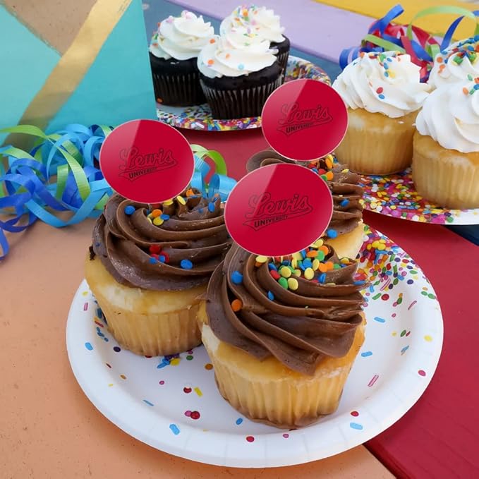 Lewis University Primary Logo Cupcake Picks Toppers Decoration Set of 6