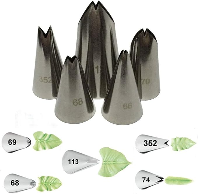 FantasyDay 5-piece Stainless Steel Piping Tips Piping Nozzles Cake Decorating Supplies Cookies Cupcake Icing Decorating Supplies Decorating Kits Frosting Icing Tips Baking Set Tools