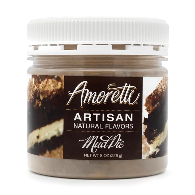 Amoretti - Natural Mud Pie (Mississippi Mud) Artisan Flavor Paste, 8 oz, Perfect For Ice Cream, Beverages, Cakes, and more, Preservative Free, Vegan, Gluten Free, No Artificial Sweeteners
