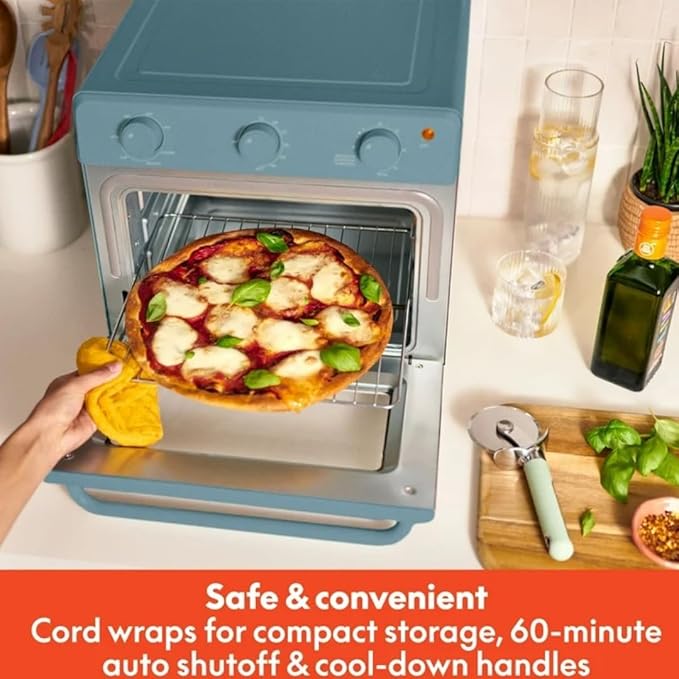 7-in-1 Air Fryer Toaster Oven with Convection, 1700W, Fits 6 Slices or 12-Inch Pizza, Tempered Glass Door, Timer, Easy Controls, Countertop Kitchen Appliance (Surf)