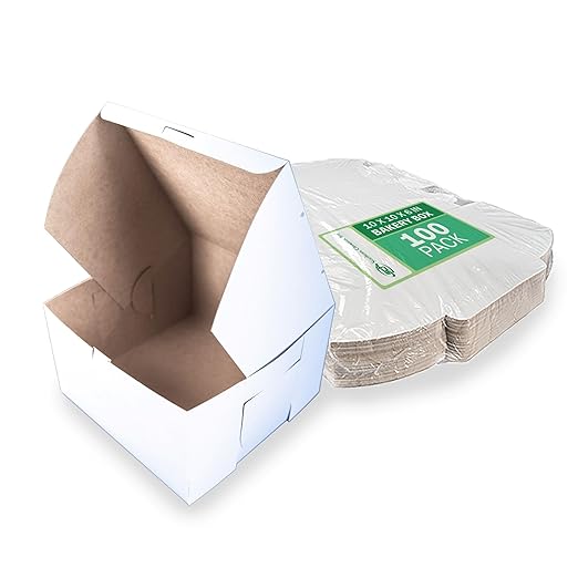 SCT White One-Piece Non-Window Bakery Boxes, 10 x 10 x 6, White, Paper, 100/Carton