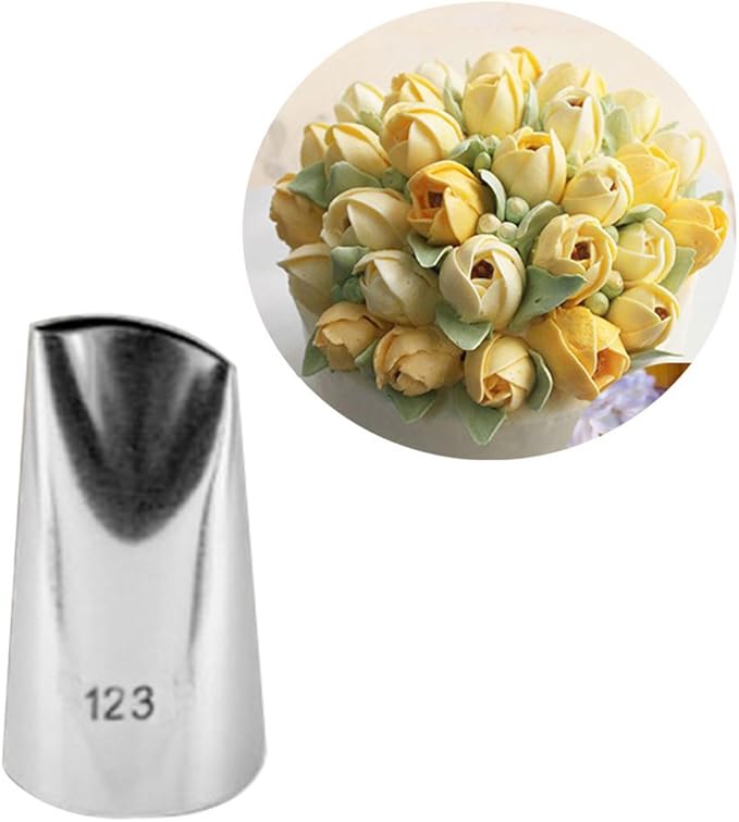FantasyDay 5 piece Stainless Steel Rose Flower Piping Tips Piping Nozzles Cake Decorating Supplies Cookies Cupcake Icing Decorating Supplies Decorating Kits Frosting Icing Tips Baking Set Tools #4