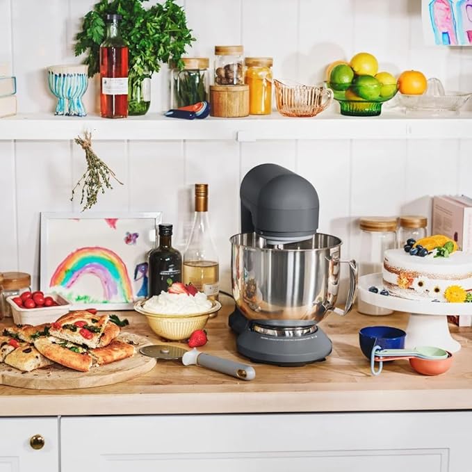 Beautiful 5.3 QT Stand Mixer w/Tilt-Head Design, Stainless Bowl, 300-Watt Power, 12-Speed Control, Includes Beater, Dough Hook, Whisk, Splash Shield (Oyster Gray)