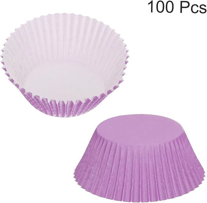 uxcell 100 Pcs Cupcake Liners, Muffins Paper Baking Cups Wrappers Standard Greaseproof for Baking Cupcake Wrapper, Purple