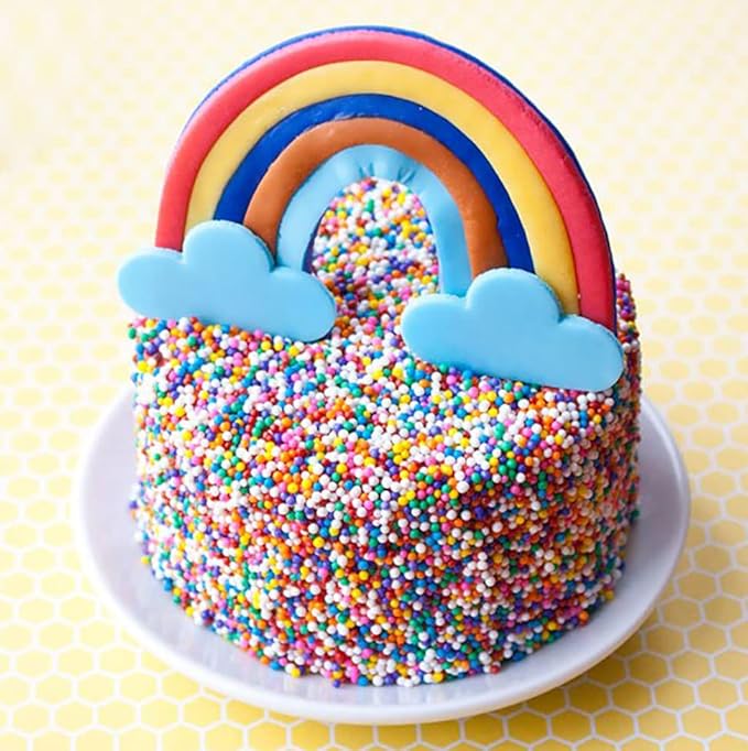 Colored Sprinkles Edible Pearl 130g 4.6OZ Christmas sprinkles,Cookie sprinkles,Sugar Pearl, Edible Candy Pearlsfor Cake Cupcake Decorationg 2mm (Rainbow)