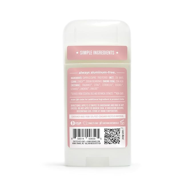 HUMBLE BRANDS Aluminum-Free Deodorant Stick, Subtle & Citrus, Bergamot Ginger, Mountain Lavender, Moroccan Rose, Pack of 3