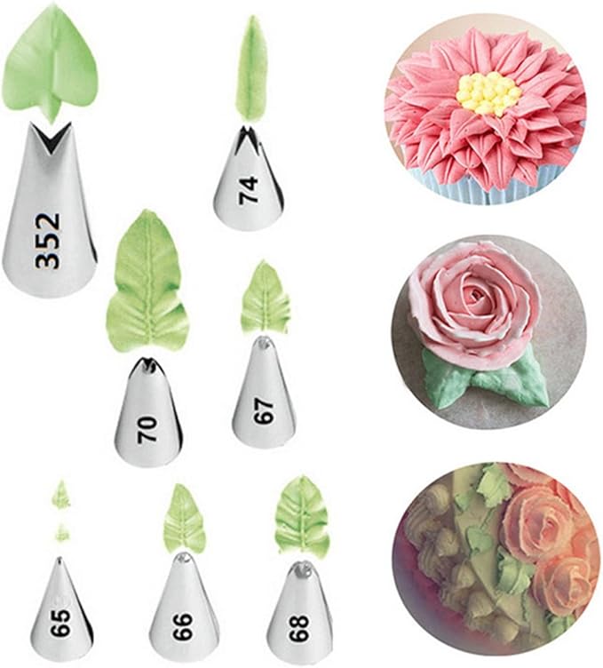 FantasyDay 7-piece Stainless Steel Piping Tips Piping Nozzles Cake Decorating Supplies Cookies Cupcake Icing Decorating Supplies Decorating Kits Frosting Icing Tips Baking Set Tools
