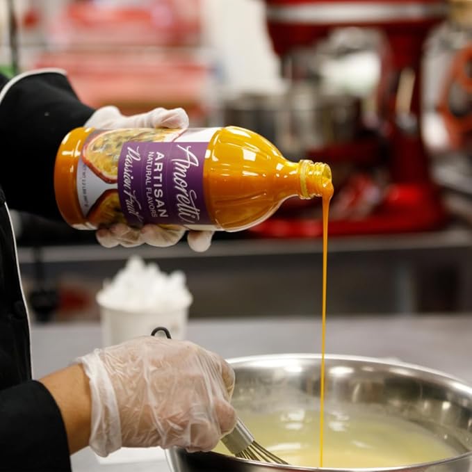 Amoretti - Natural Passion Fruit Artisan Flavor Paste, 2.2 lbs, Perfect For Ice Cream, Beverages, Cakes, and more, Preservative Free, Vegan, Gluten Free, No Artificial Sweeteners, Highly Concentrated