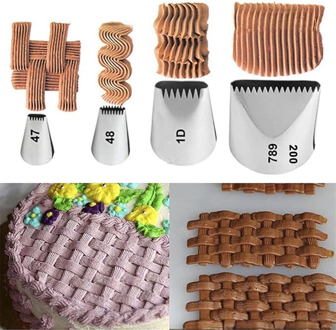 RoseFlower 5 PCS Half Row Braided Flower Piping Tips Set - Stainless Steel Piping Nozzles Kit for Pastry Cupcakes Cakes Cookies Decorating Supplies Baking Set #2