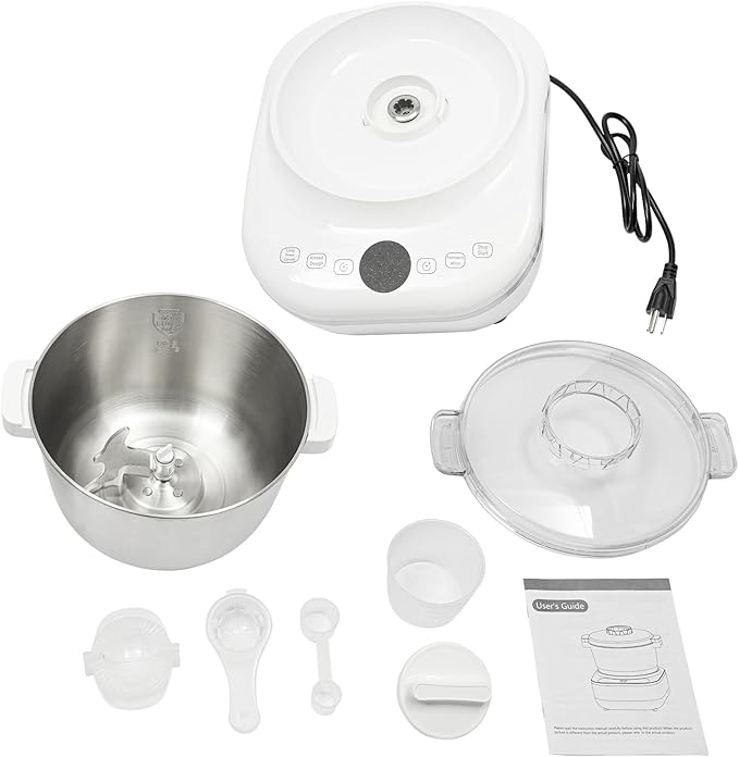 5L Electric Dough Maker with Ferment Function, 304 Stainless Steel Dough Mixer Machine with Digital Timer, Large Capacity Household Flour Kneading Machine for Pizza Bread Baking (White)
