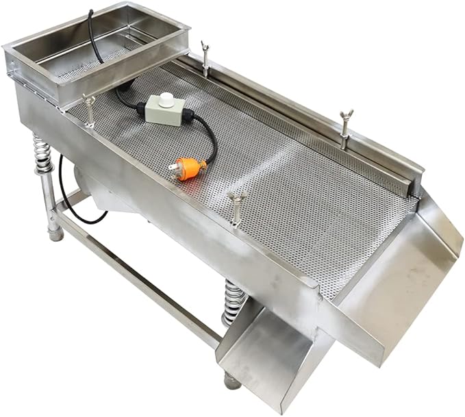 Electric Vibrating Sifter with 3mm Screen Straight Vibrating Sieve Shaker Stainless Steel Linear Sifter Machine Linear Shaker Single Motor 110v 80W
